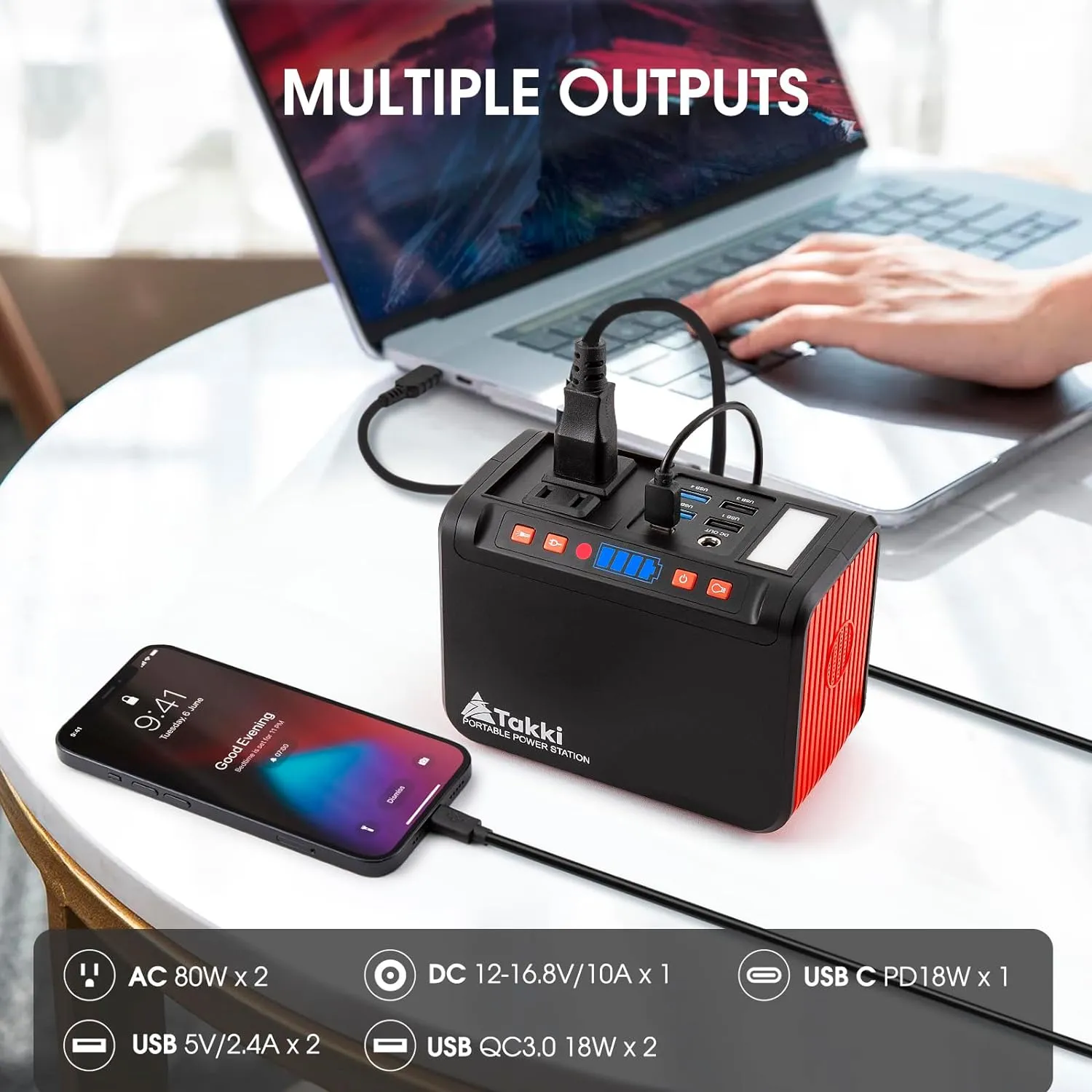 Takki 111Wh Solar Generator Portable Power Station with Panels 21W Included, 120W Peak Camping Solar Charger System Power Bank AC DC USB Ports for Camping Emergency Outdoor