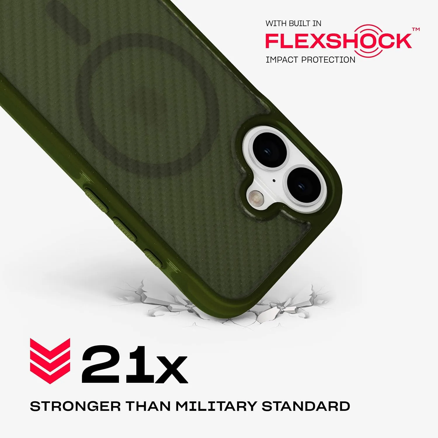 Tech21 EvoArmor for iPhone 16 Compatible with MagSafe - Impact Protection Case 21x Military Standard Tested in Green