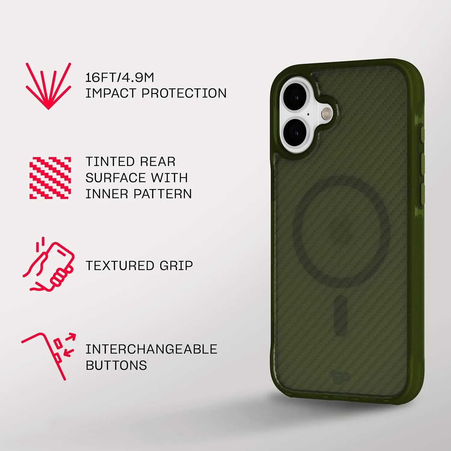 Tech21 EvoArmor for iPhone 16 Plus - Compatible with MagSafe - Impact Protection Case 21x Military Standard Tested in Green