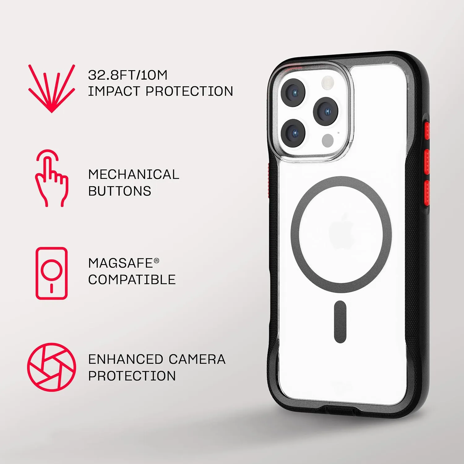 Tech21 EvoPro for iPhone 16 Pro Max Compatible with MagSafe - Impact Protection Case 21x Military Standard Tested - in Clear/Black