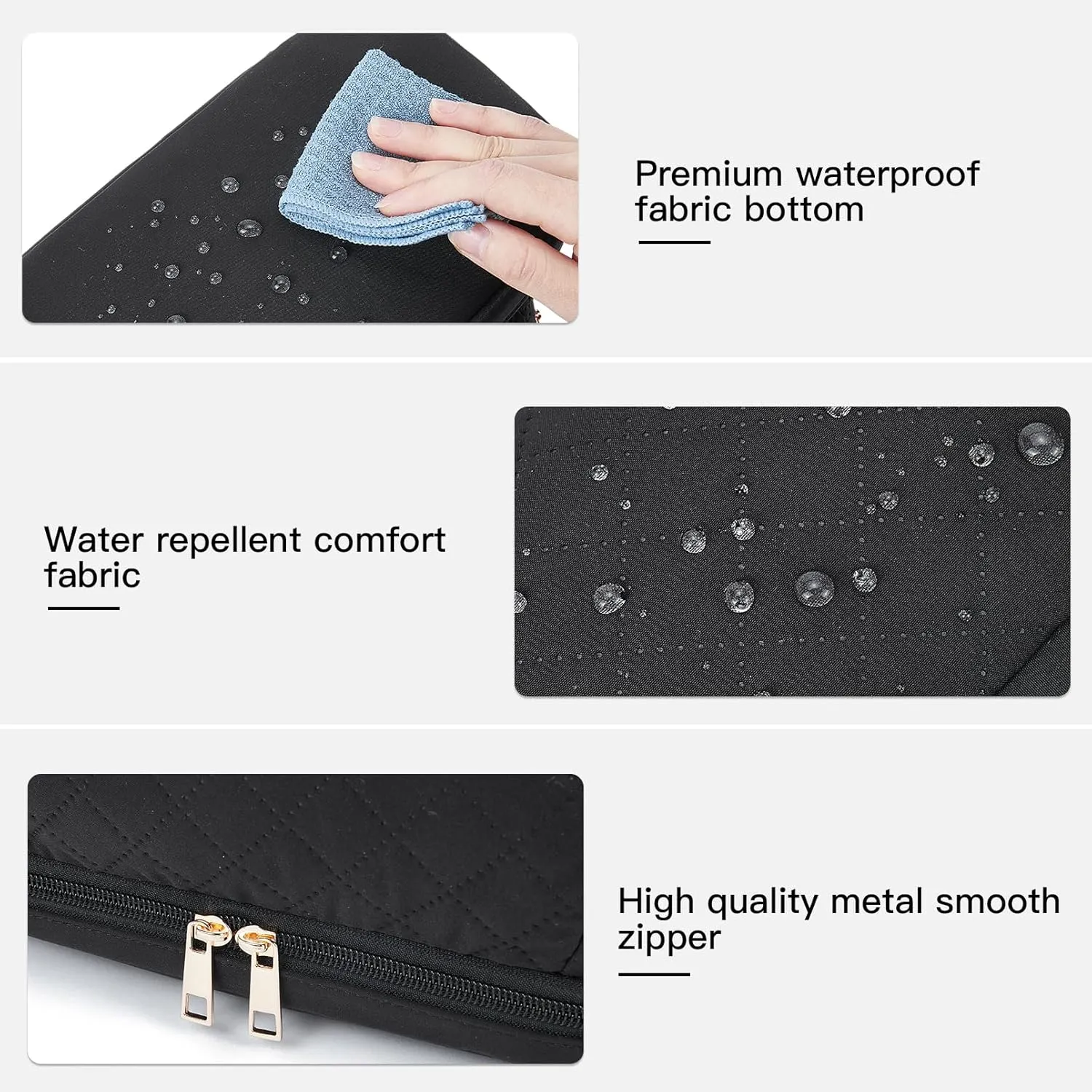 Telena Makeup Bag Large Capacity Travel Cosmetic Bags Double Layer Portable Make Up Bag for Women Black
