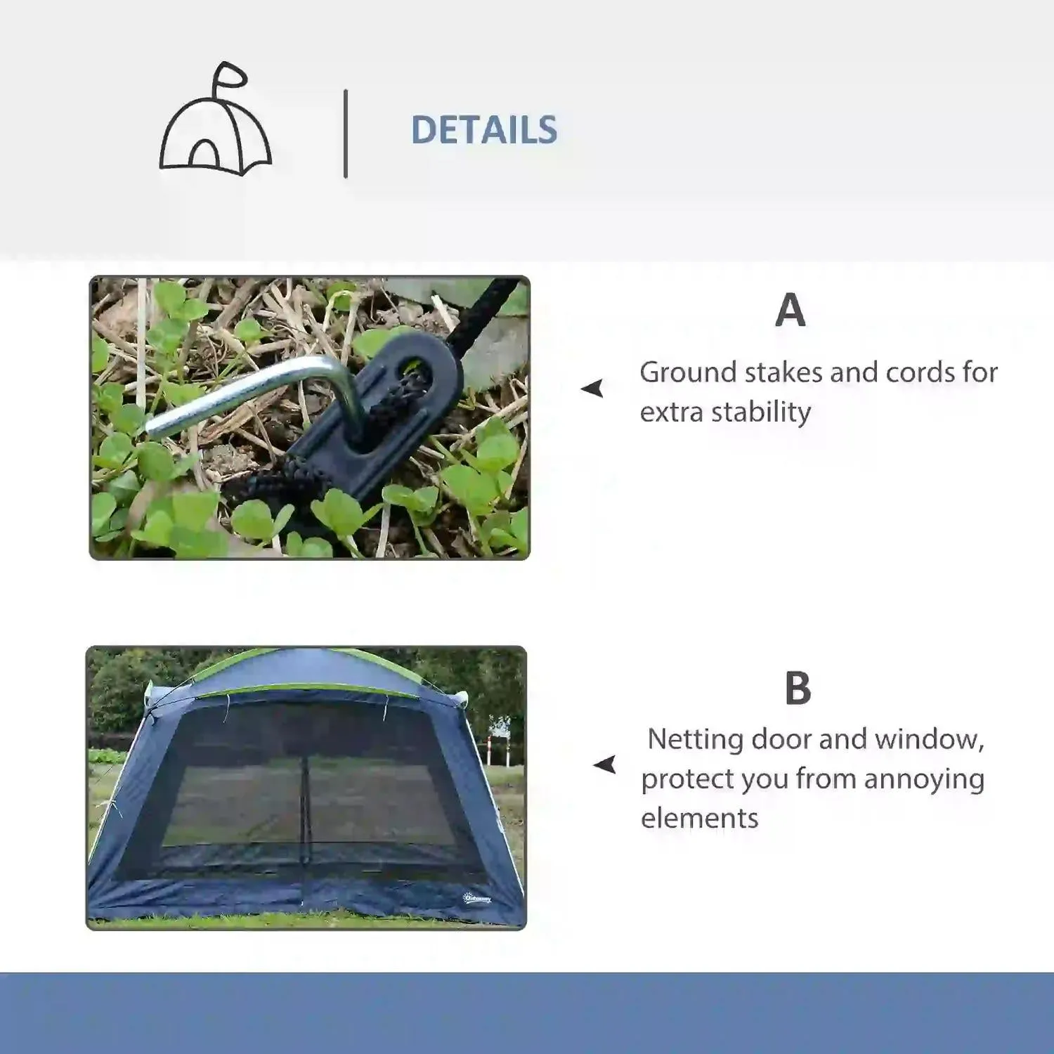 Tent-Dark 5-8 Camping Tent Outsunny Up Blue/Green Pop Complete product line Garden Gazebo Special collection Persons