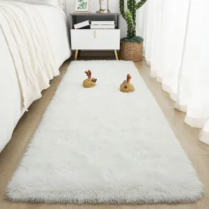 Tepook Soft Runner Rugs for Bedroom 2x6 ft with Rubber Backing, Cream Fluffy Rugs for Living Room, Shag Bedside Rug Fuzzy Plush Carpet for Room, Area Rug for Dorm Nursery Hallway Indoor Home Decor