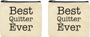 ThisWear Coworker Leaving Gifts For Women Best Quitter Ever 2-Pack Cosmetic Accessory Bags