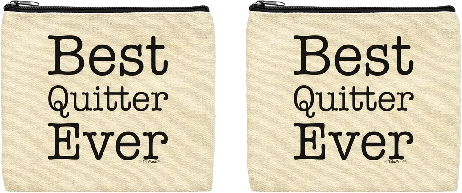 ThisWear Coworker Leaving Gifts For Women Best Quitter Ever 2-Pack Cosmetic Accessory Bags
