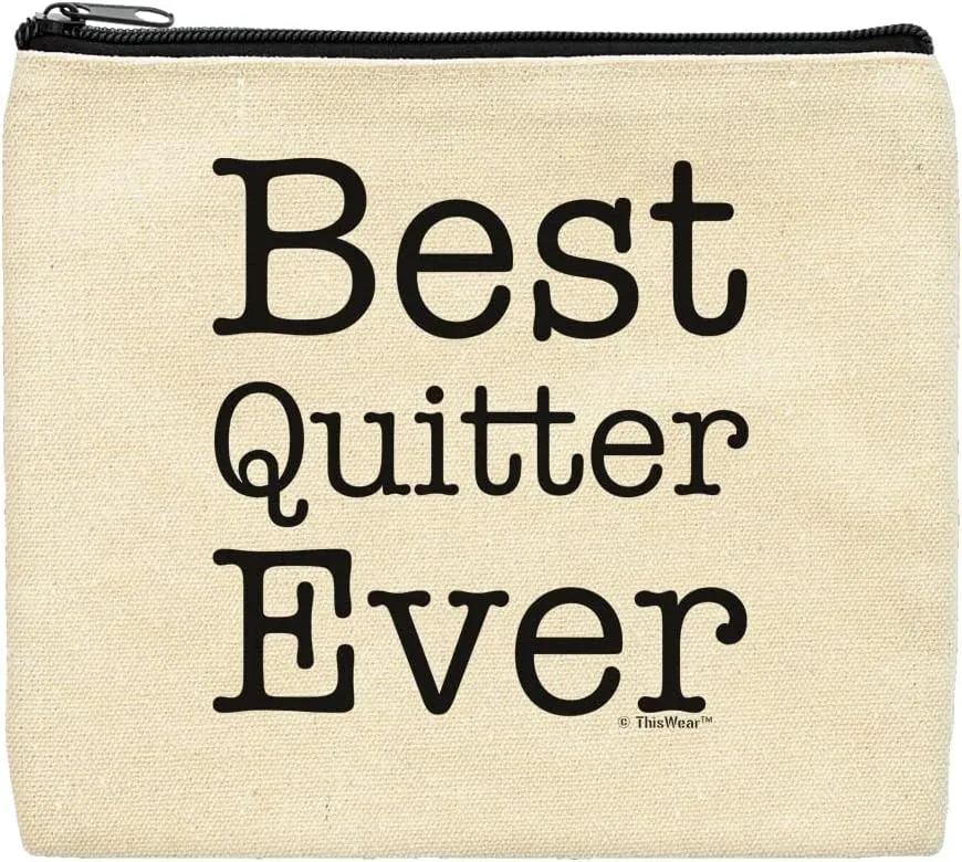 ThisWear Coworker Leaving Gifts For Women Best Quitter Ever 2-Pack Cosmetic Accessory Bags