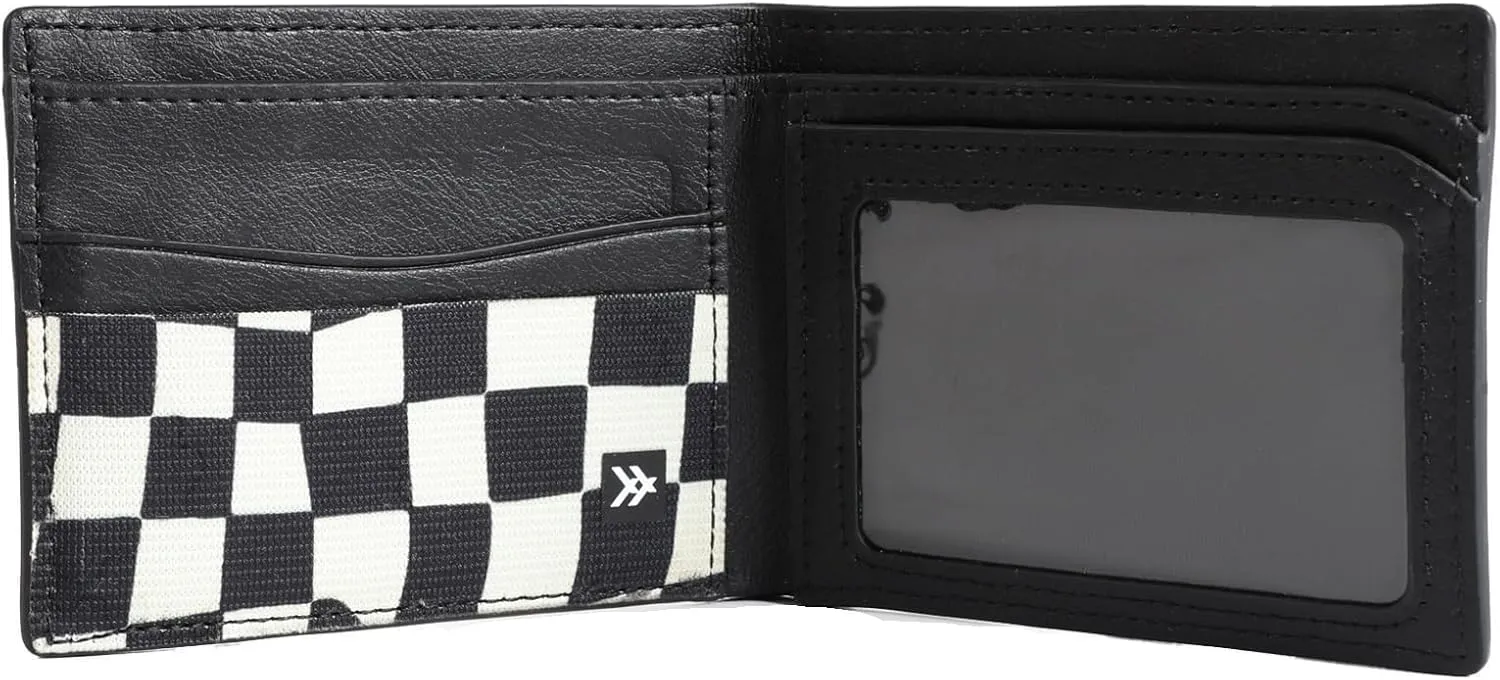 Thread Wallets Cash Bifold Wallet - Compact Wallet for Cash with Clear ID Window & Storage for 2-5 Cards with Vegan Leather (Jupiter Black)