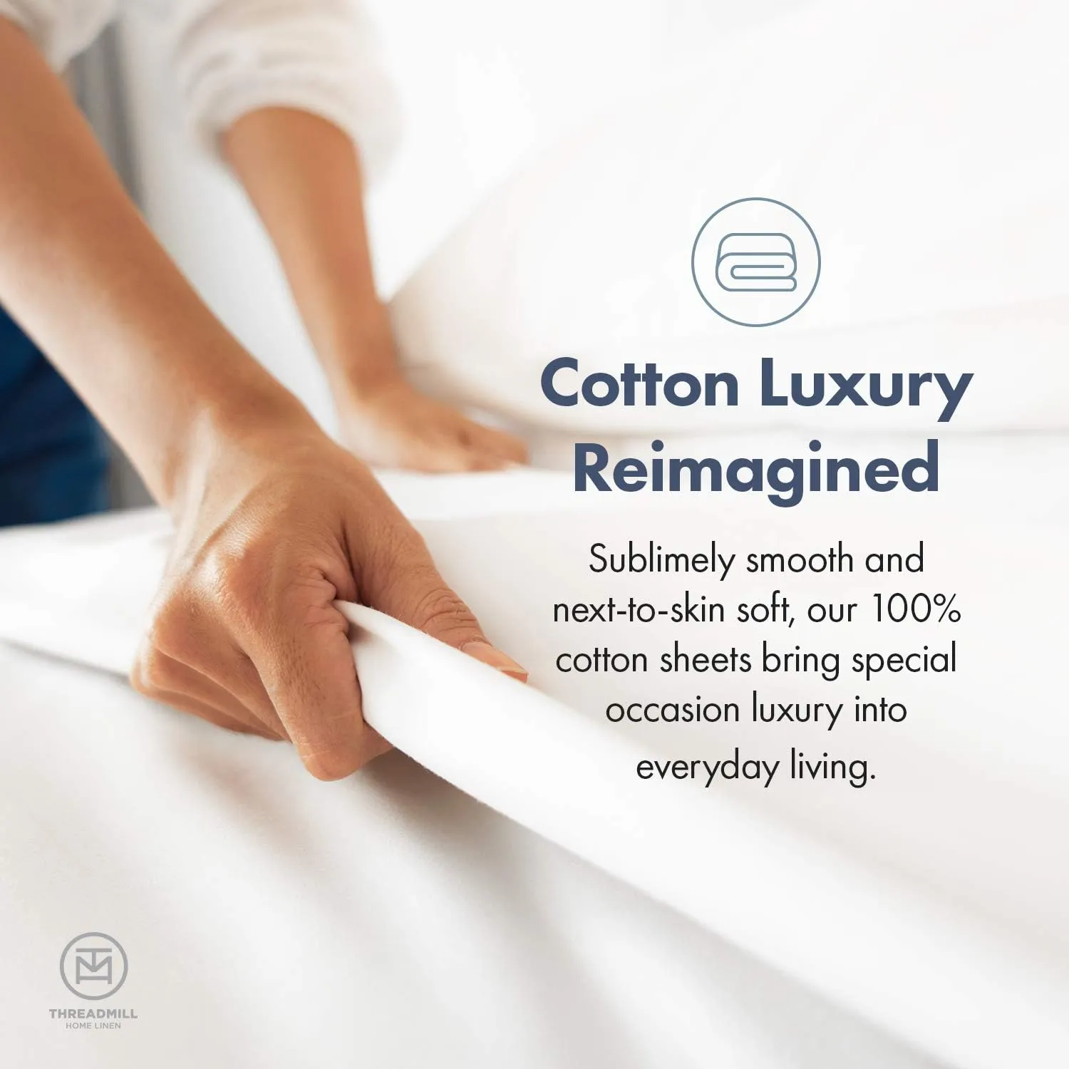 Threadmill 100% Cotton Sheets for King Size Bed - 600 Thread Count King Bed Sheets Set with 16” Deep Pocket - Sateen Weave 4-Piece Bedding Set with Cooling Effect, Blue