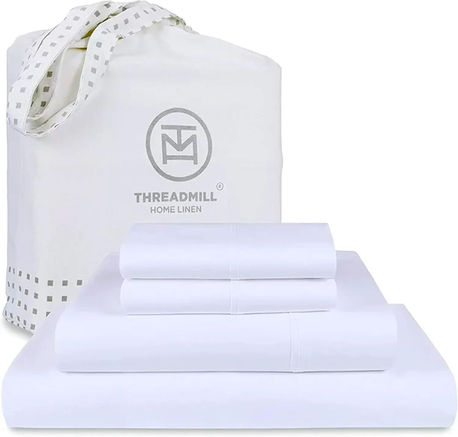 Threadmill Luxury 1200 Thread Count Supima Cotton Sheets, 4 Pc White King Size Sheet Set, 5-Star Hotel Quality with Deep Pocket