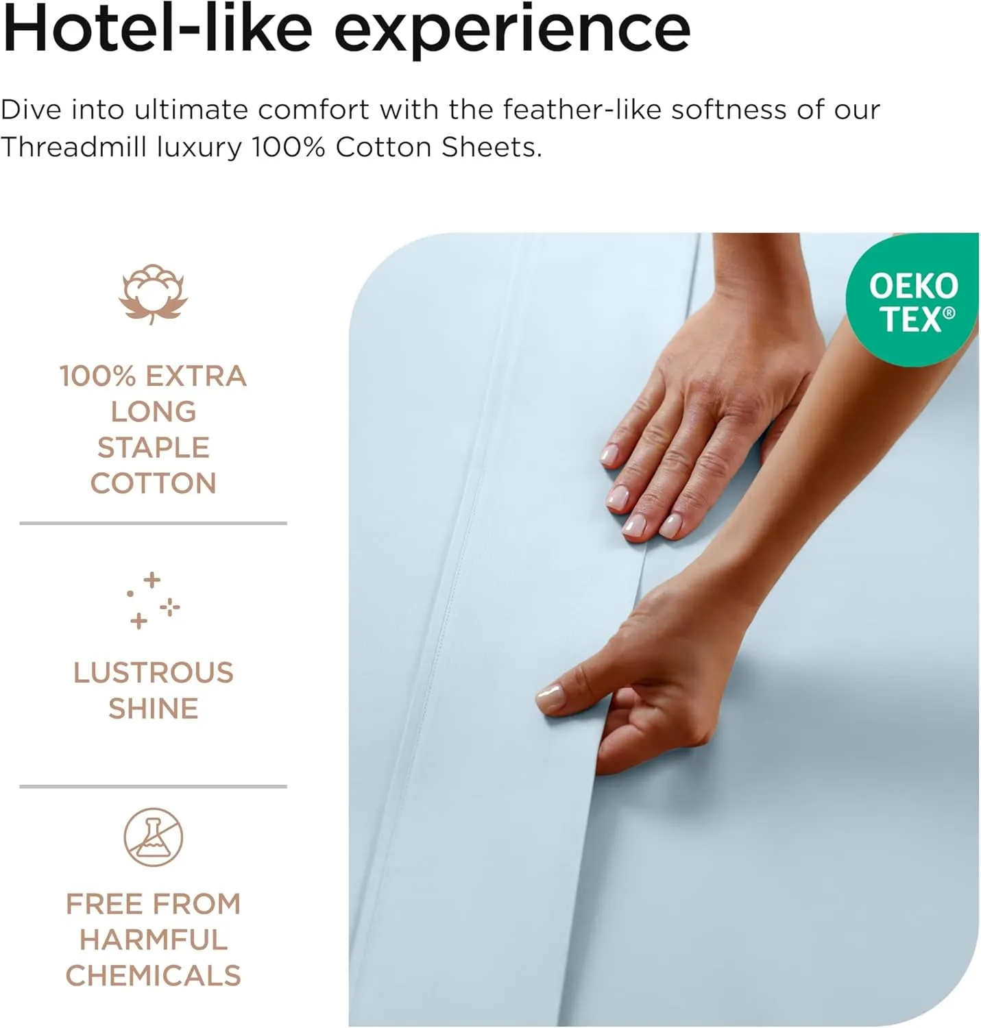 Threadmill Luxury 800 Thread Count California King 100% Cotton Sheets - Light Blue Sateen Weave Bed-Sheets, Better Than Egyptian Cotton,4 Pc Solid Bedding Set, Fits 16" Deep Pocket
