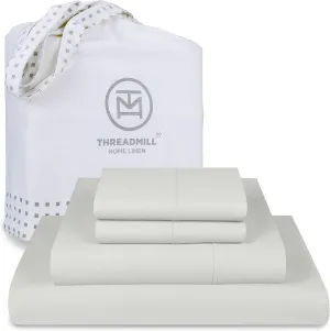 Threadmill Luxury Supima 100% Cotton Sheets - Soft, 1200 Thread Count, 4 Pc Light Grey Set for King Bed, 5-Star Hotel Quality, Deep Pocket with Elasticized Corner