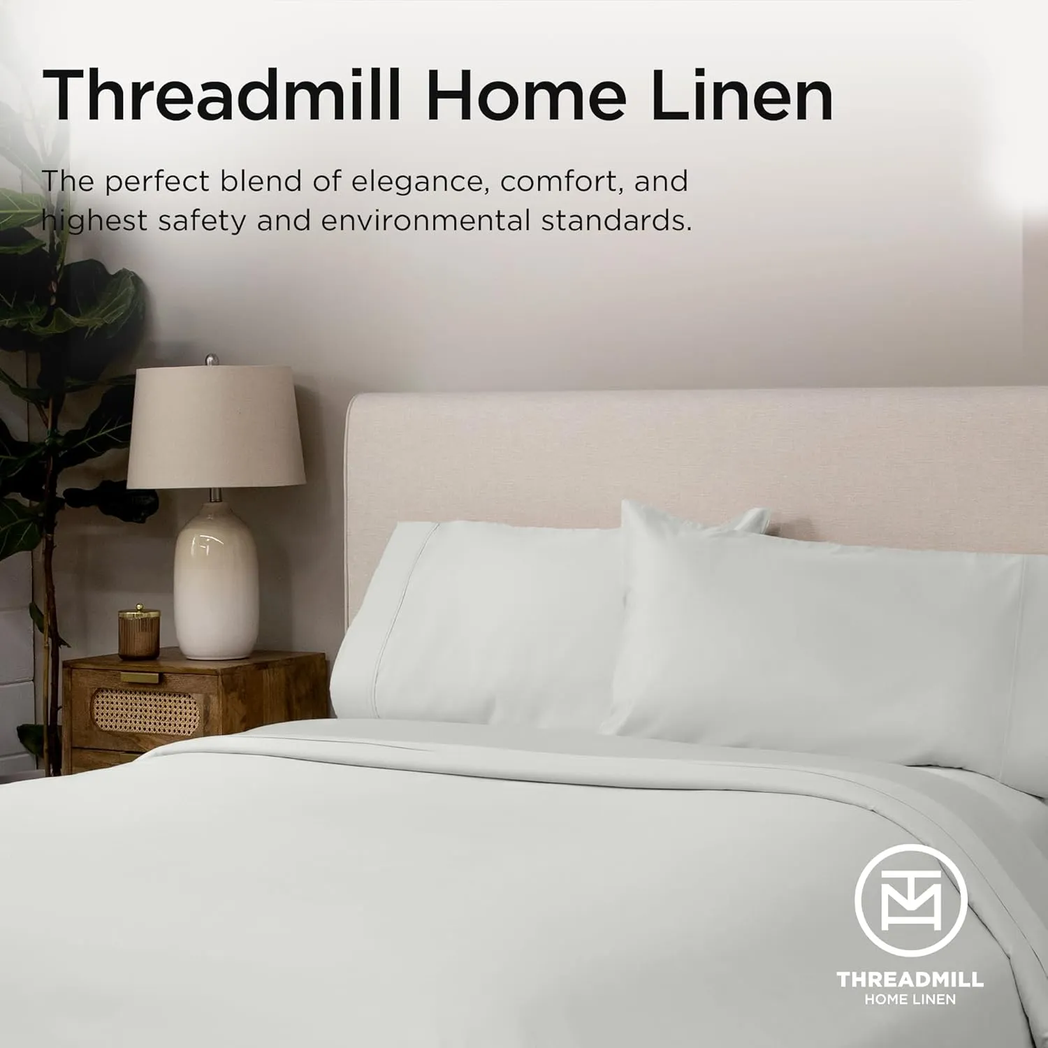 Threadmill Luxury Supima 100% Cotton Sheets - Soft, 1200 Thread Count, 4 Pc Light Grey Set for King Bed, 5-Star Hotel Quality, Deep Pocket with Elasticized Corner