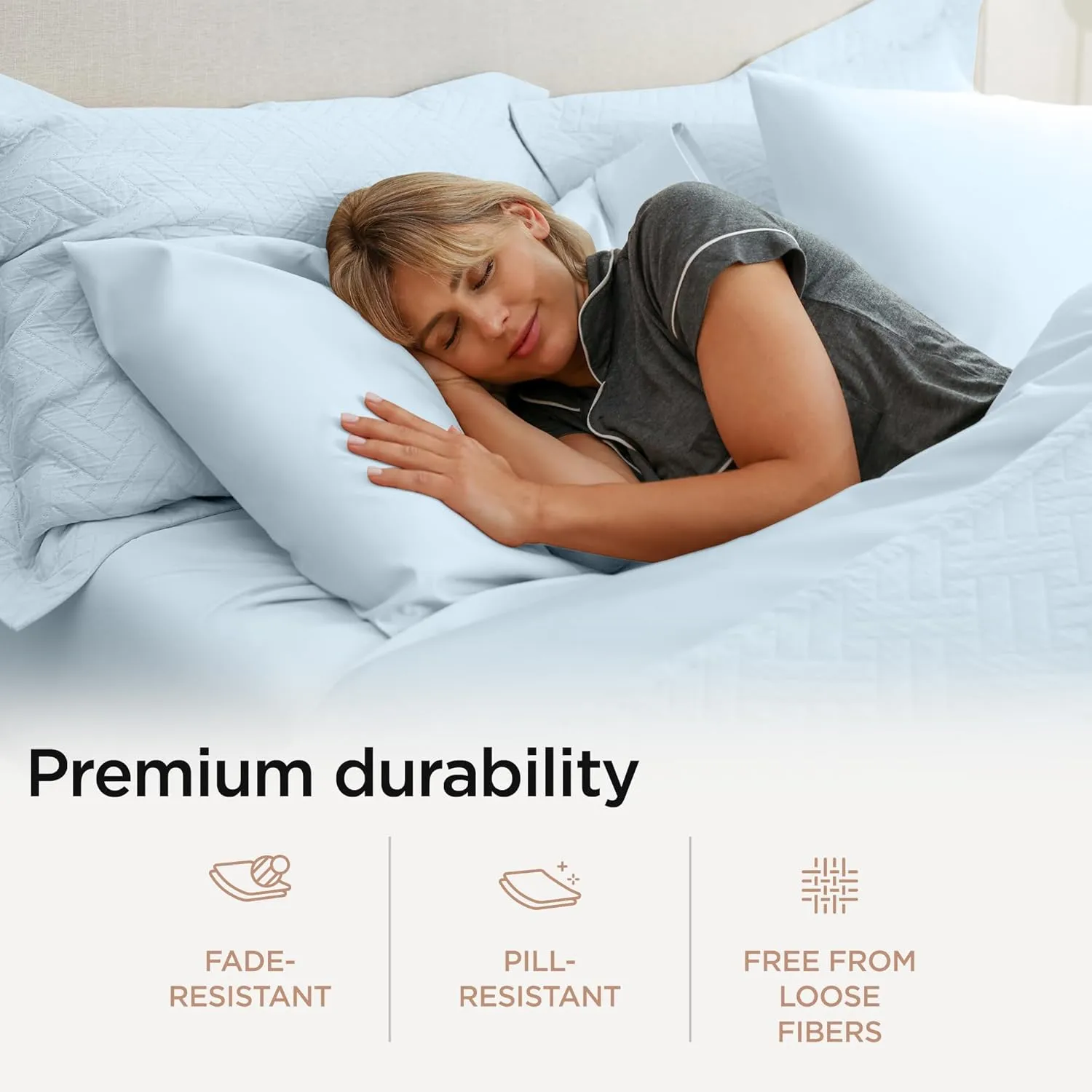 Threadmill Supima Cotton Queen Sheet Set, 1200 Thread Count for Queen Mattresses, 4 Piece American Luxury Bed Sheets, Sateen Hotel Quality Sheets with Elasticized Deep Pocket, Light Blue