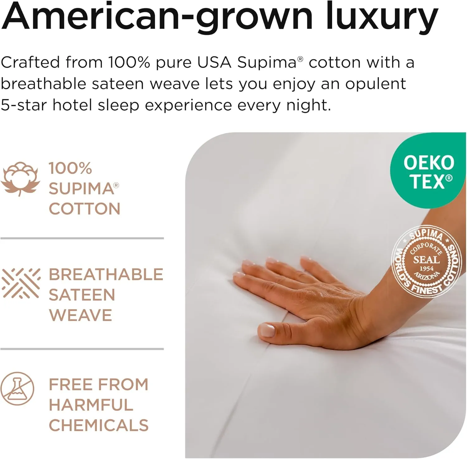 Threadmill Supima Sheet Set | 656 Thread Count Sheets for Twin Mattress | Solid Sateen Bed Sheets Set with 16” Deep Pocket | Soft Breathable 3-Piece Cooling Sheet Set | White Sheets