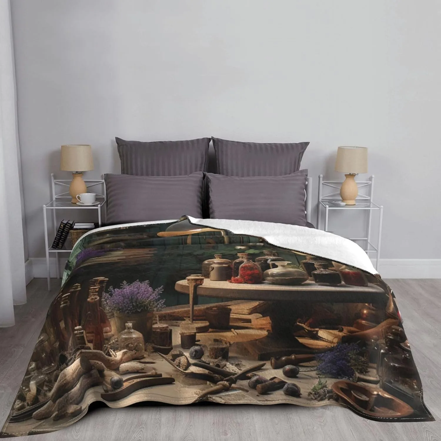 Throw Blanket 80"x60" Reversible Plush Blanket Workshop Flannel Blankets Warm Cozy Throws for Sofa Lightweight Blankets for Couch Bed All Seasons