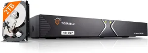 TIGERSECU Super HD 1080P H.264 16 Channel DVR Security Recorder with 2TB Hard Drive, Hybrid 6-in-1 CCTV DVR Recorder Compatible with 2MP and 5MP TVI, AHD, CVI, Analog, RS485 PTZ and IP Cameras