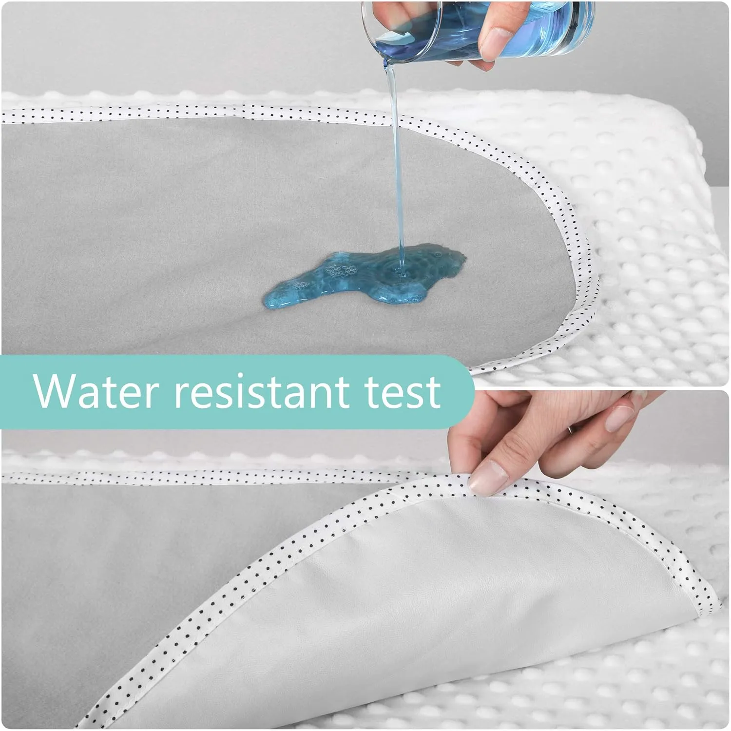 TILLYOU Waterproof Changing Pad Liners 6 Pack, 100% Cotton Reusable Cloth Diaper Liners, Gray