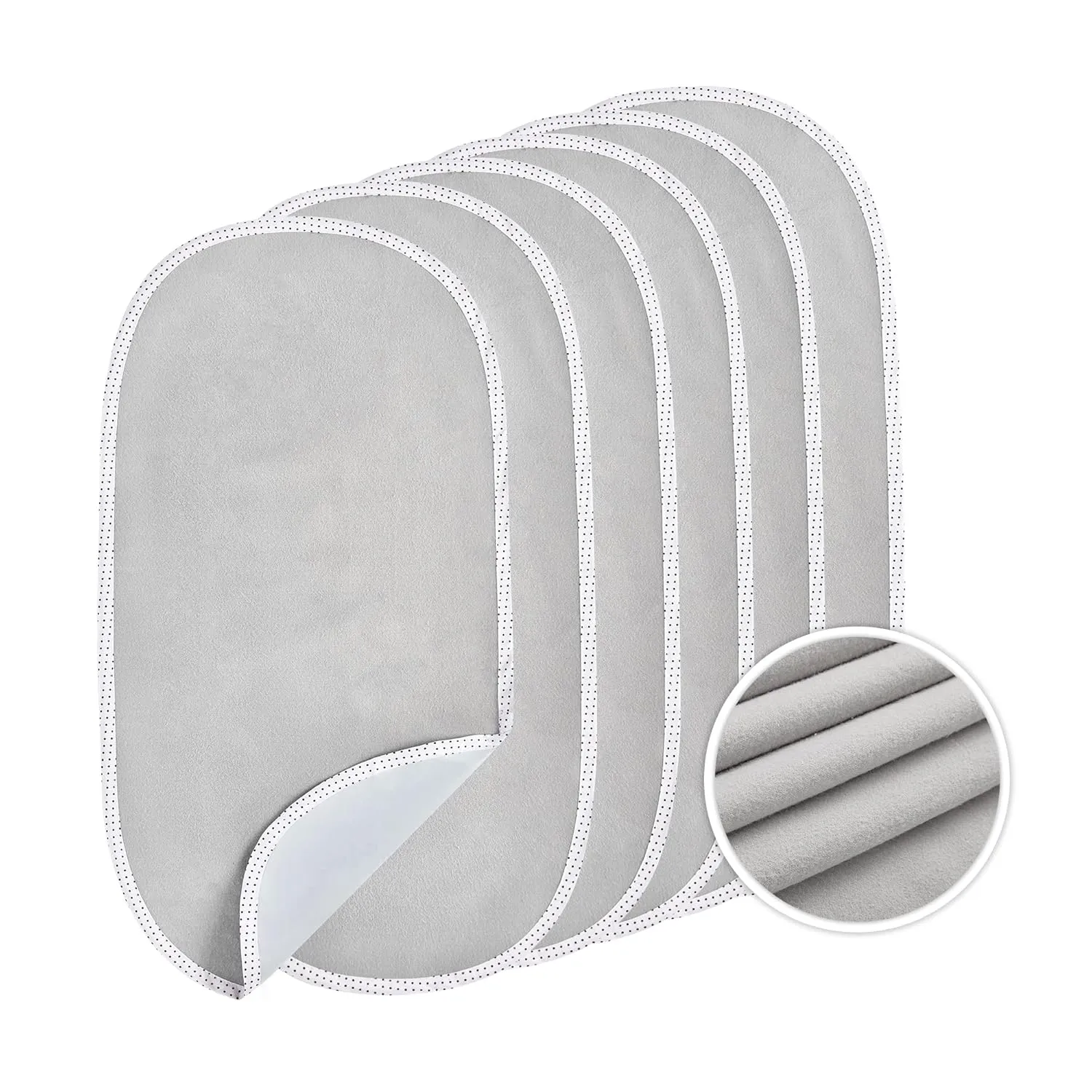 TILLYOU Waterproof Changing Pad Liners 6 Pack, 100% Cotton Reusable Cloth Diaper Liners, Gray