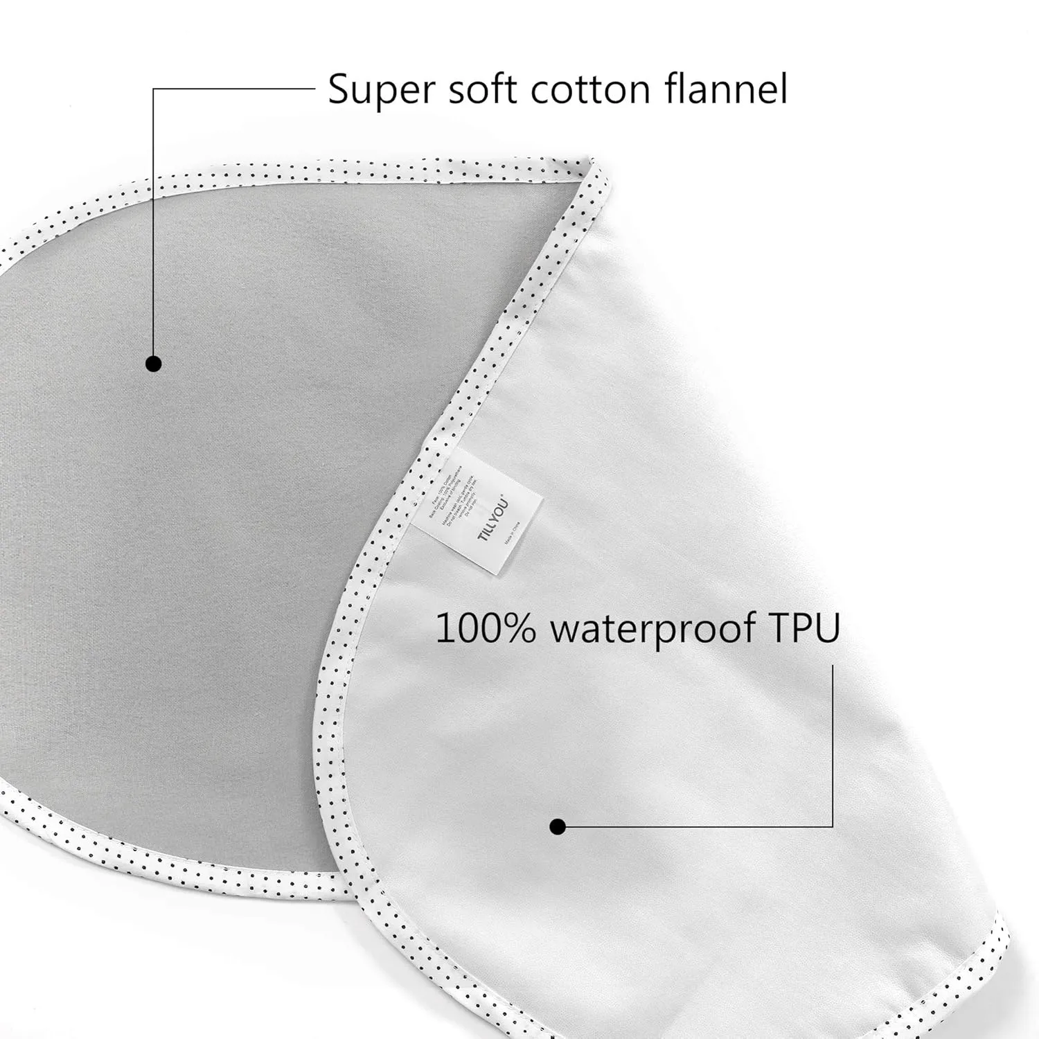 TILLYOU Waterproof Changing Pad Liners 6 Pack, 100% Cotton Reusable Cloth Diaper Liners, Gray