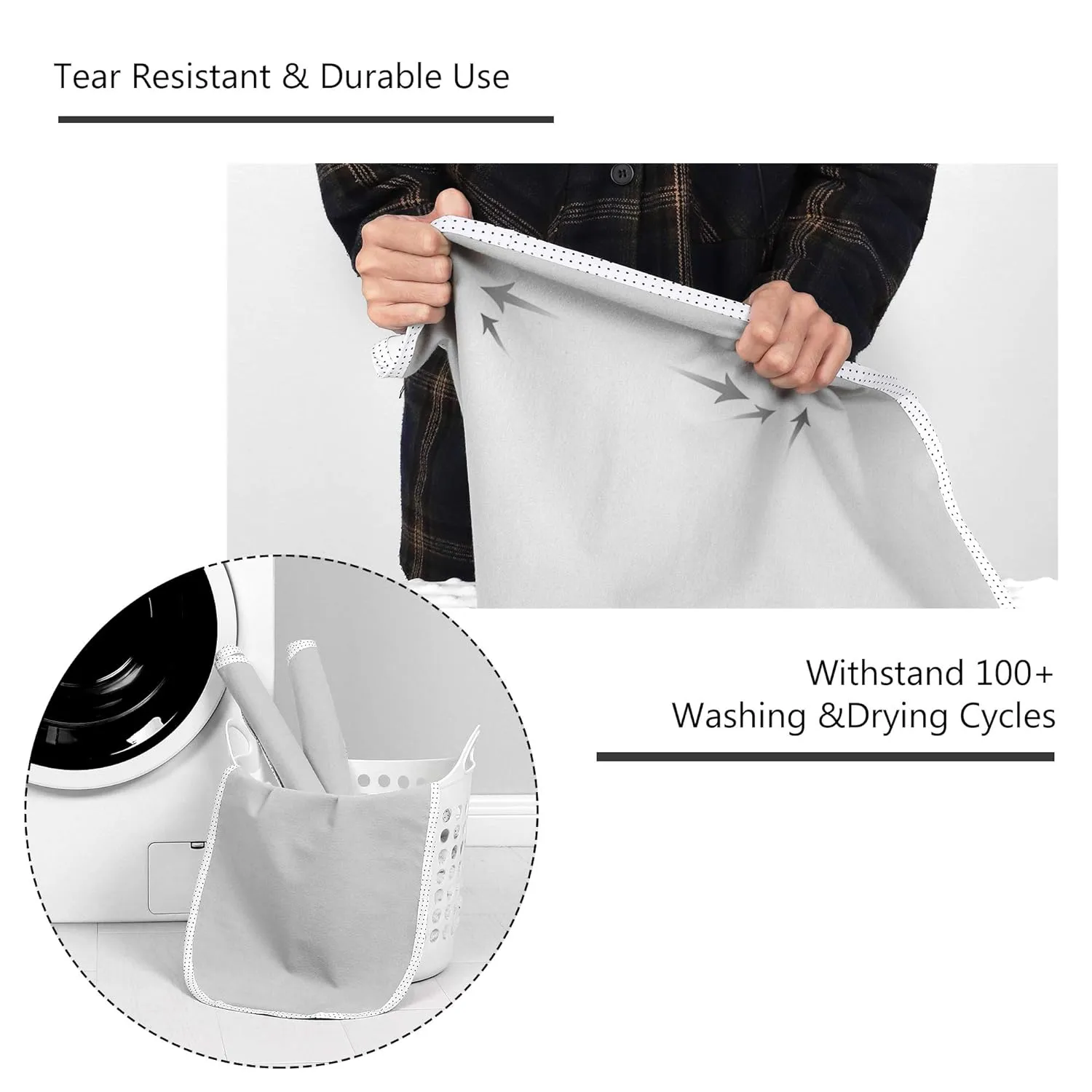 TILLYOU Waterproof Changing Pad Liners 6 Pack, 100% Cotton Reusable Cloth Diaper Liners, Gray