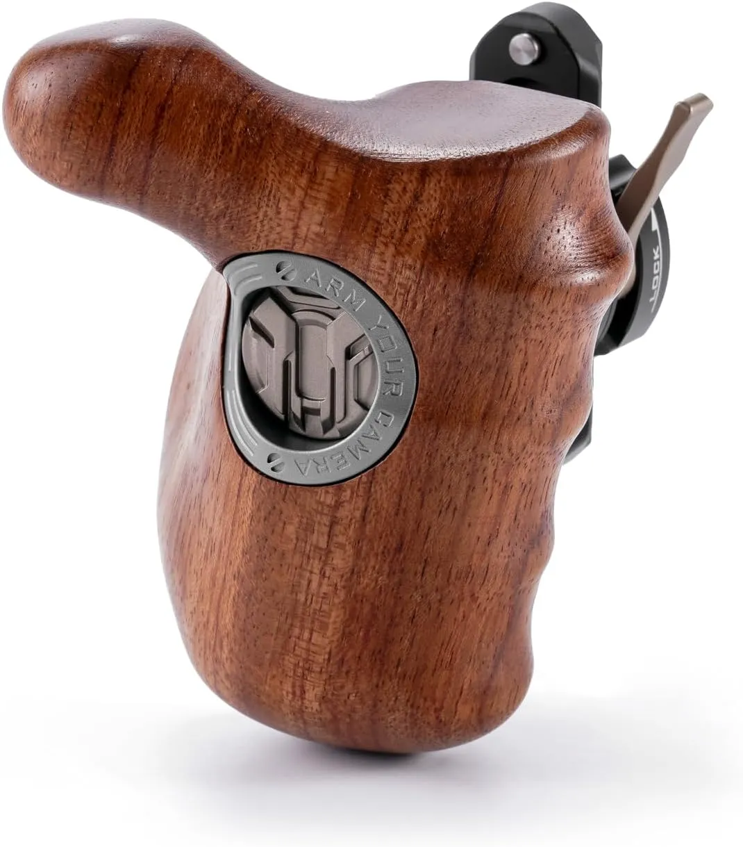 Tilta Advanced Right Side Wooden Handle (NATO Rail - Type VIII) | Black Walnut Wood & Aluminum Alloy Build | Quick Release Button TA-AWH8-R-B
