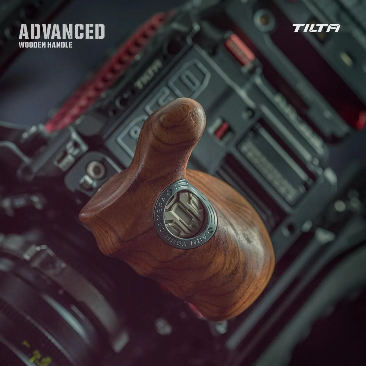Tilta Advanced Right Side Wooden Handle (NATO Rail - Type VIII) | Black Walnut Wood & Aluminum Alloy Build | Quick Release Button TA-AWH8-R-B