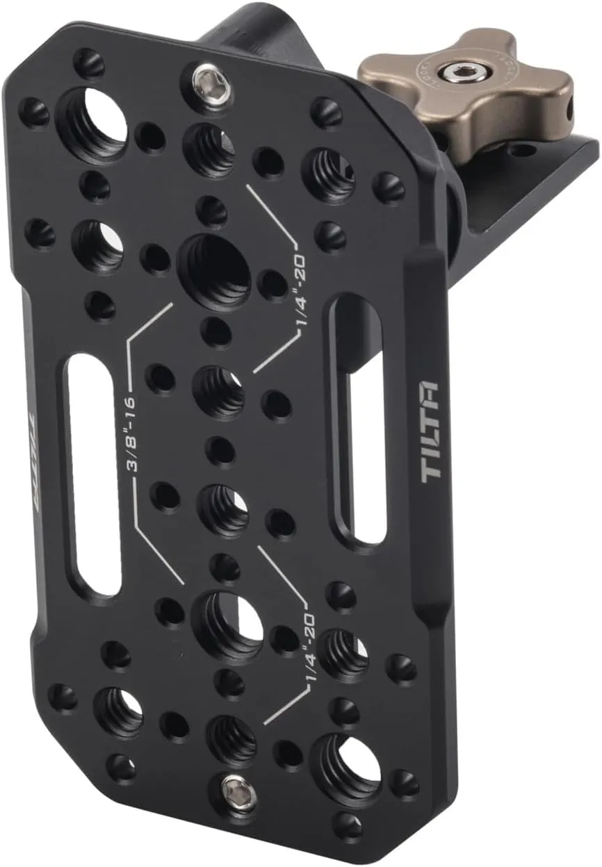 Tilta Aluminum Adjustable Accessory Mounting Plate for DSLR Cameras | Built-in NATO Rail | Rotating Design | 1/4"-20 and 3/8"-16 Threads | Black | TA-AMP-B