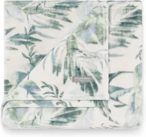 Tommy Bahama - Throw Blanket, Plush Fleece Bedding, Tropical Bedding Set for Bed or Couch (Wallpaper Leaves Green, 50" x 70")