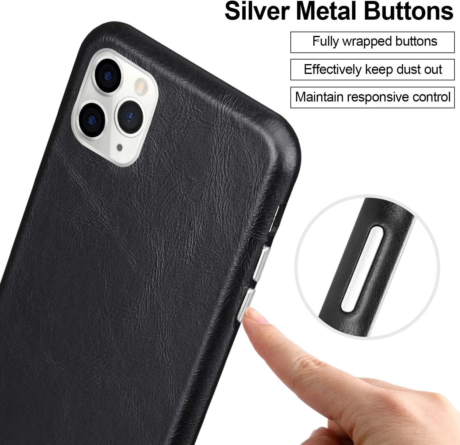TOOVREN iPhone 11 Pro Case Leather Genuine Protective Ultra Slim Anti-Slip Vintage Designed Shell Hard Back Cover Supports Wireless Charging for Apple iPhone 11 Pro 5.8'' (2019) Black