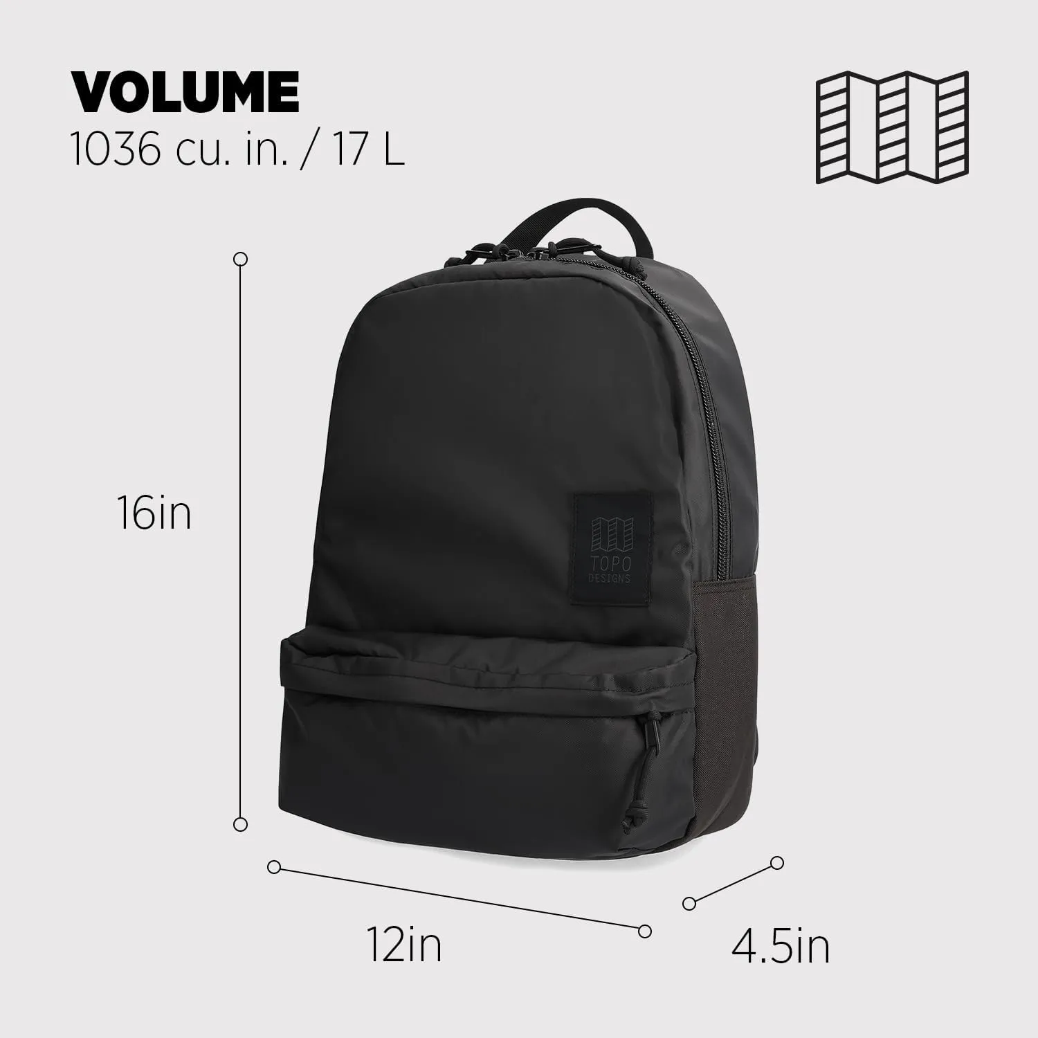 Topo Designs Dash Pack, Lightweight Laptop Backpack, 100% Recycled Materials, Fair Wear   WRAP Certified, 17L (Black)