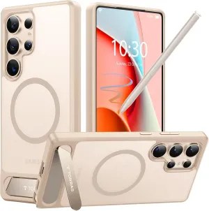 TORRAS Strong Magnetic & Seamless Stand for Samsung Galaxy S25 Ultra Case, Fit for MagSafe, Mil-Grade Drop Protection, Adjustable Kickstand for Samsung Galaxy S25 Ultra Case, Slim Matte Soft Gold