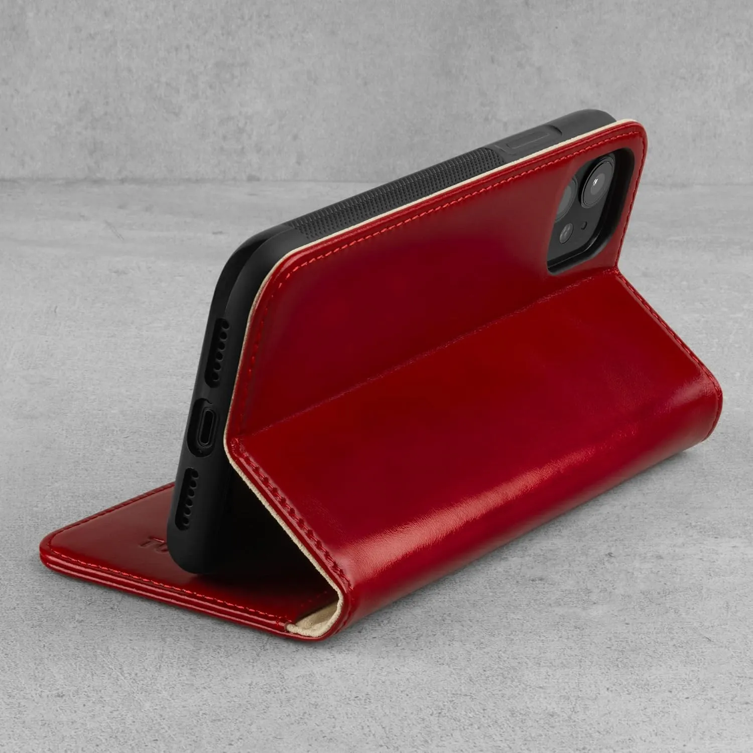 TORRO Leather Case Compatible with iPhone 11 – Genuine Leather Wallet Case/Cover with Card Holder and Stand Function (Red)
