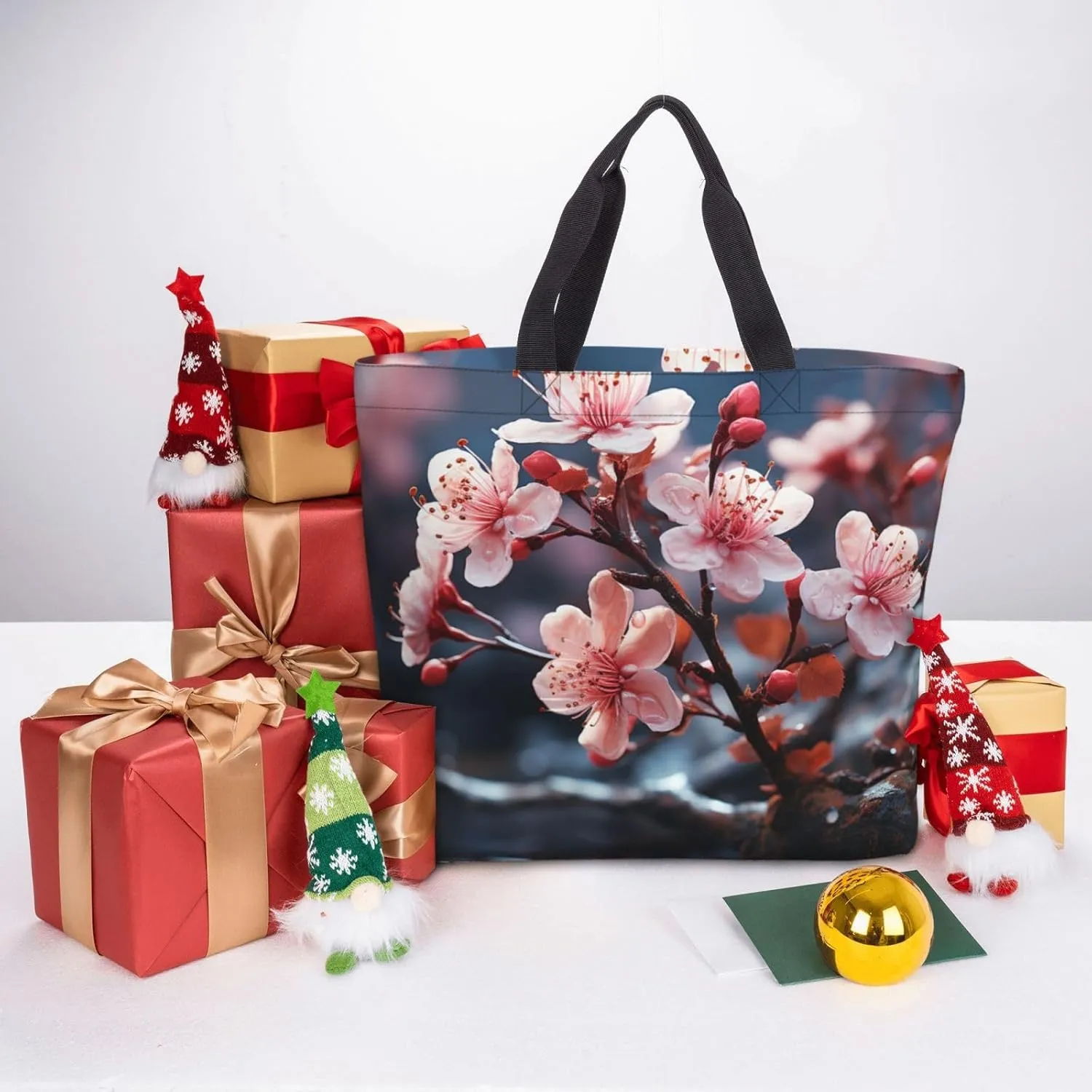 Tote Bag for Women Cute Pomeranian Shoulder Bag with Zipper Handbag Large Capacity Reusable Grocery Bag