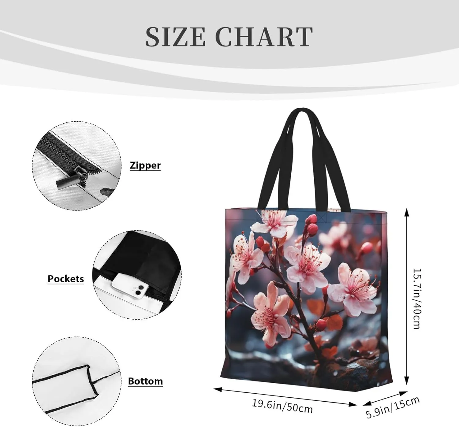 Tote Bag for Women Cute Pomeranian Shoulder Bag with Zipper Handbag Large Capacity Reusable Grocery Bag