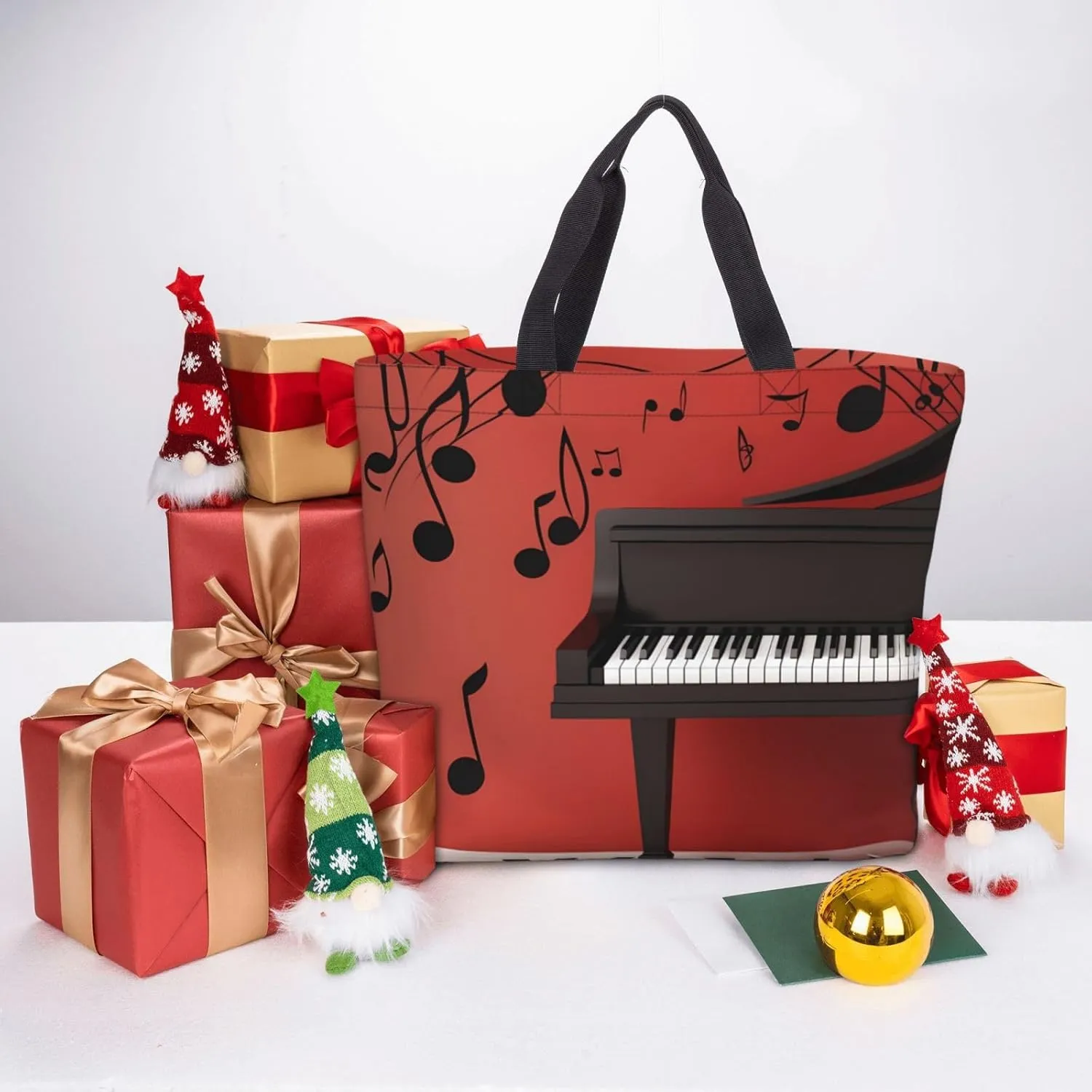 Tote Bag for Women Plaid Red and Black Shoulder Bag with Zipper Handbag Large Capacity Reusable Grocery Bag