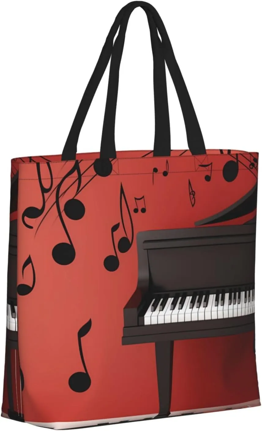 Tote Bag for Women Plaid Red and Black Shoulder Bag with Zipper Handbag Large Capacity Reusable Grocery Bag