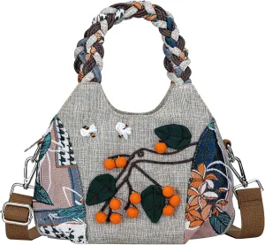 Tote Bag With Zipper, Small Crossbody Bags for Women Trendy, Hand-Woven Shoulder Handbags for Women