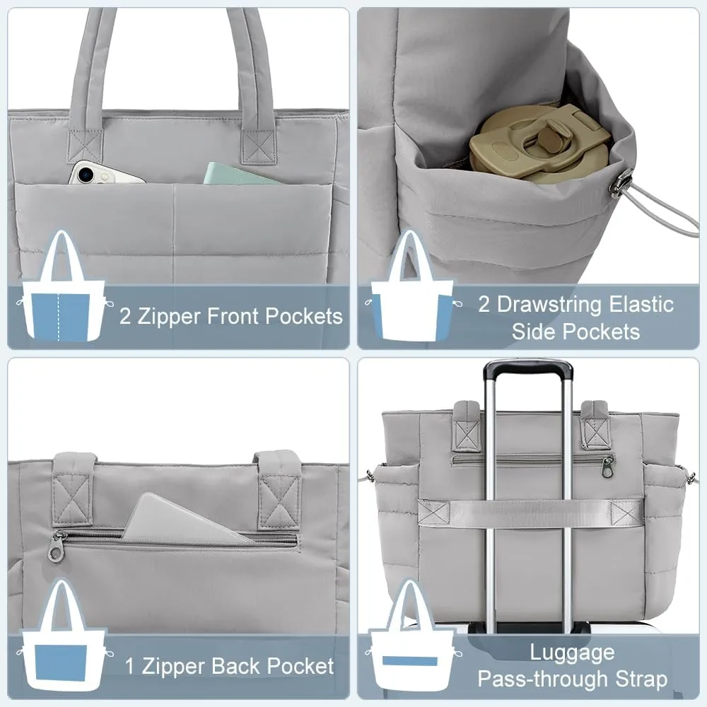 Tote Bags For Women Puffer Shoulder Bag with Zipper Quilted Satchel Handbags For Work,Travel, Gym, Light Waterproof
