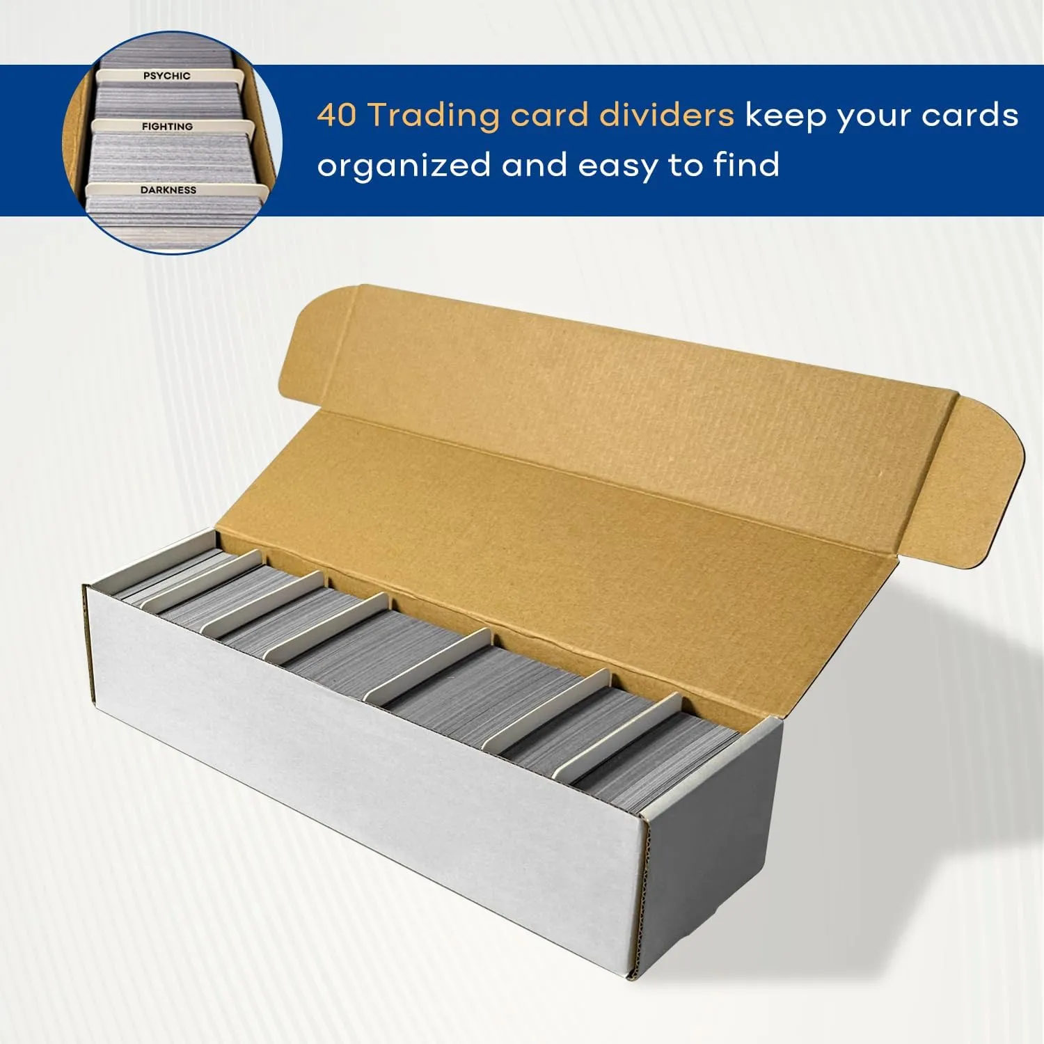 Trading Card Storage Box with 40 Dividers, Mtg Card Storage, Cardboard Trading Card Box for Baseball Sports Cards, 12 Count