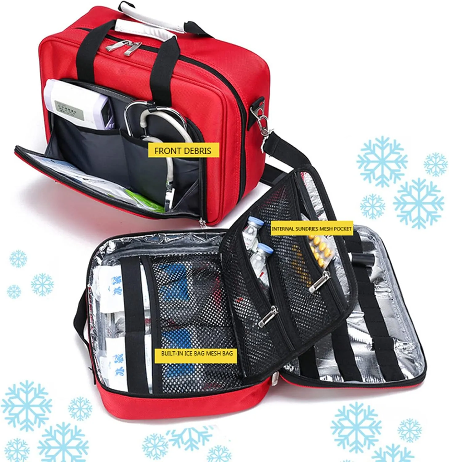 Trauma First Aid Kits Storage Bag,Emergency Shoulder Bag Empty, First Responder Bag with Handle for Home, Office, and Outdoor Adventures(Navy Blue)