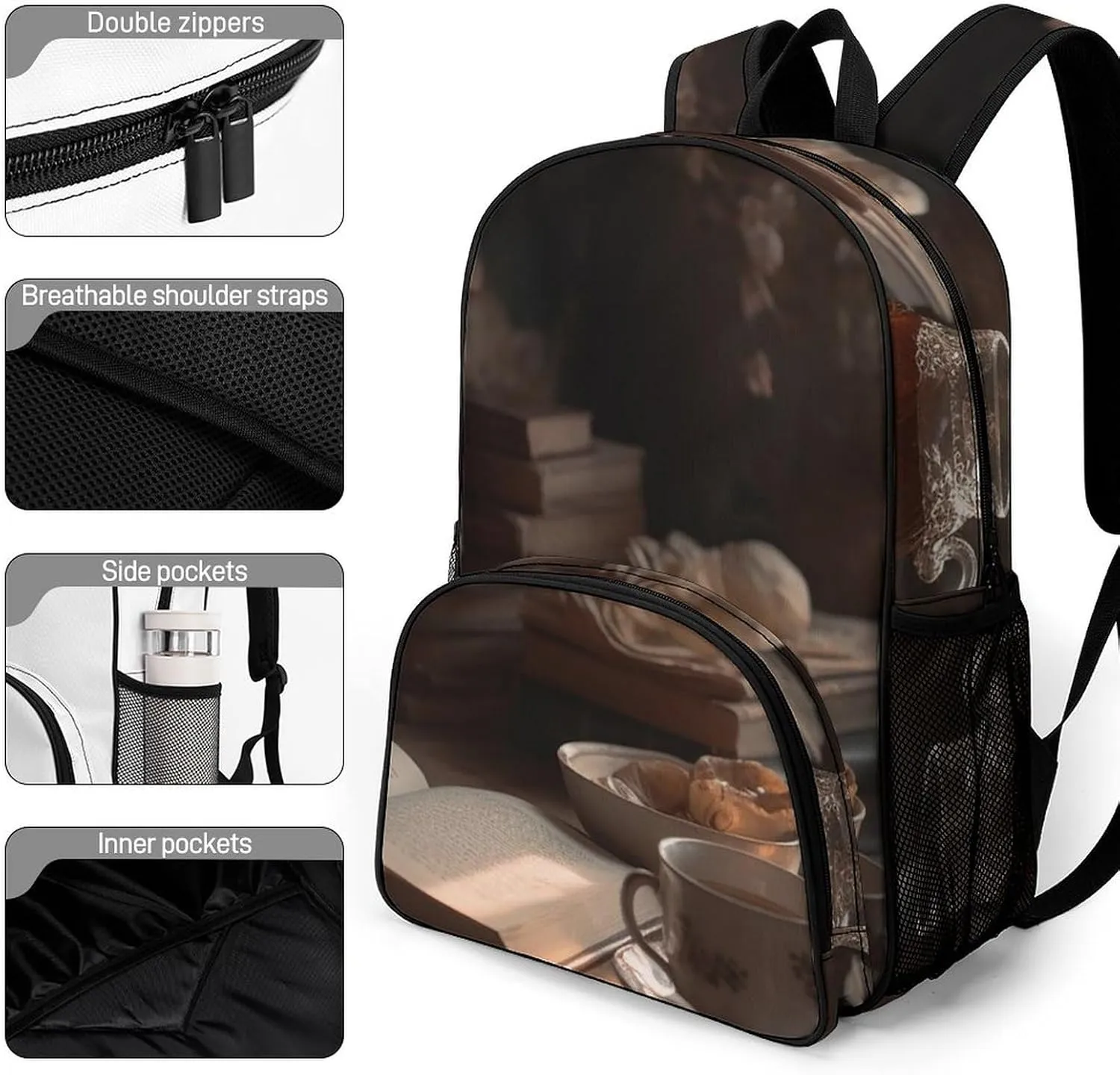 Travel Backpack for Women Men Lightweight 17 Inch Laptop Bag Drink Tea And Read A Book Backpack Casual Daypack
