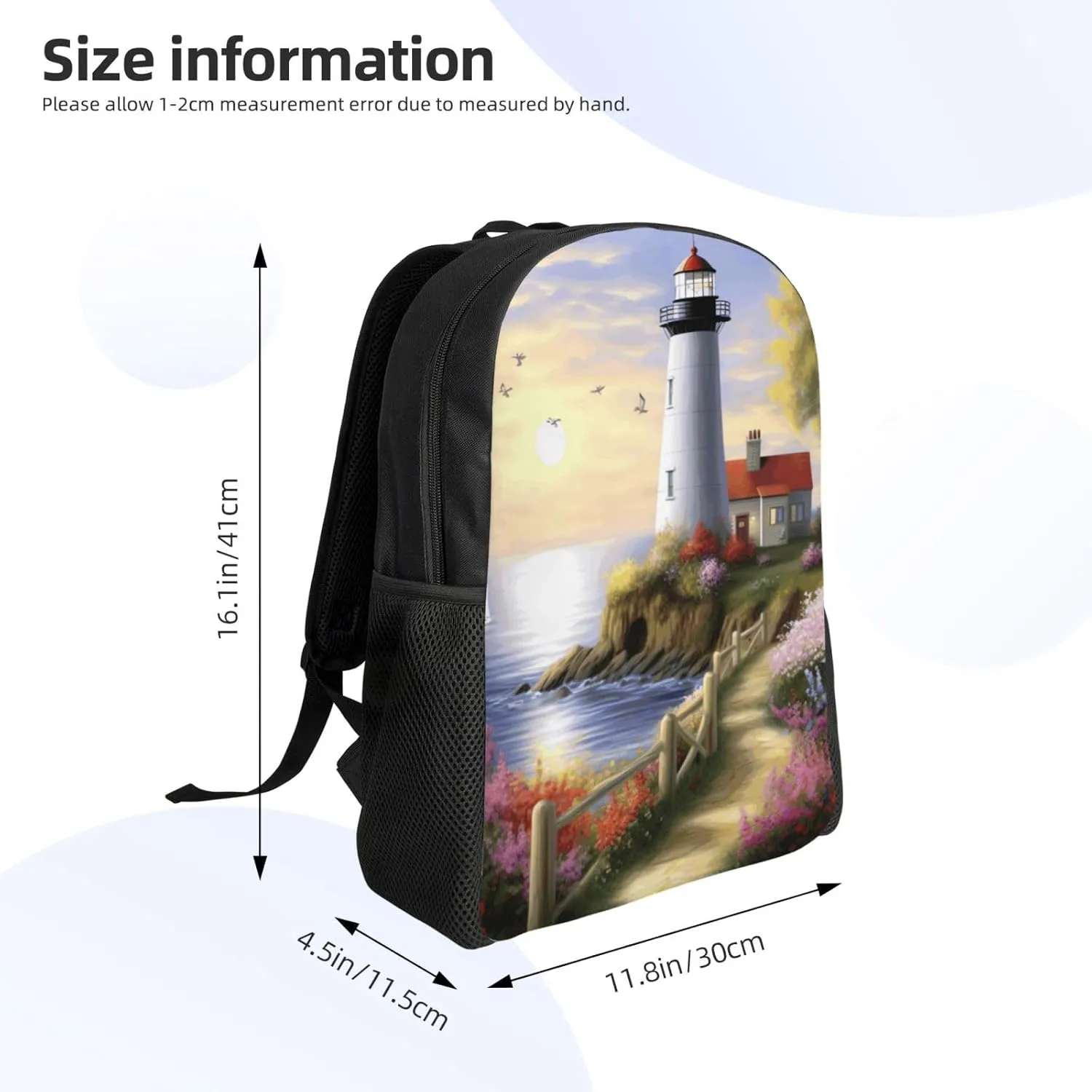 Travel Backpack for Women Men Lightweight 17 inch Laptop Bag Lighthouse Diamond Painting Backpack Casual Daypack