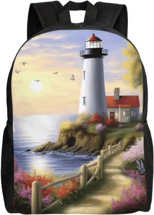 Travel Backpack for Women Men Lightweight 17 inch Laptop Bag Lighthouse Diamond Painting Backpack Casual Daypack