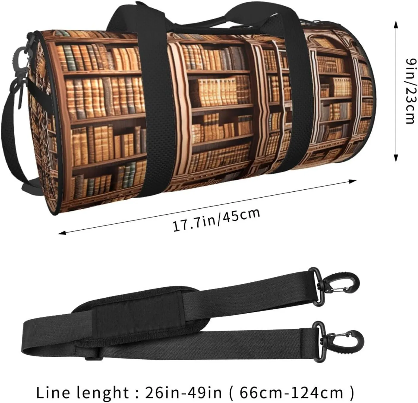 Travel Bag For Women,Library Bookcase Print Personal Item Duffle Bags,Weekend Travel Duffel Tote Bag,Travel Sport Gym Bag For Men,Airplane Travel Essentials For Flying