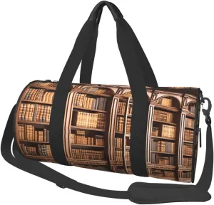 Travel Bag For Women,Library Bookcase Print Personal Item Duffle Bags,Weekend Travel Duffel Tote Bag,Travel Sport Gym Bag For Men,Airplane Travel Essentials For Flying