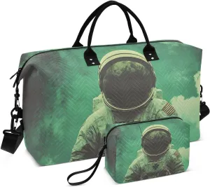 Travel Duffel Bag Astronaut Stpatricks Day, Gym Bags with Multiple Interior Pockets for Men Women Toiletry Purse Included 20.5”x 1.9” x 13.8”