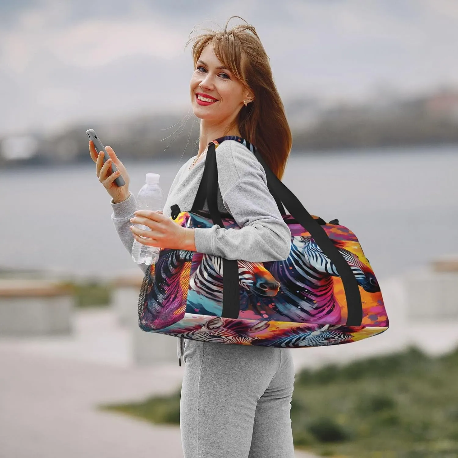 Travel Duffel Bag For Men Women, Africa Zebra Art Painting Carry On Sport Gym Bag With Shoulder Strap Lightweight Waterproof Weekender Bag Overnight Bag
