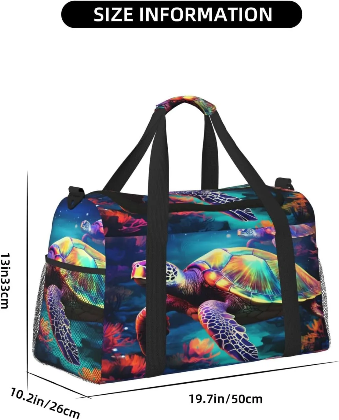 Travel Duffel Bag For Men Women, Animal Turtles Carry On Sport Gym Bag With Shoulder Strap Lightweight Waterproof Weekender Bag Overnight Bag