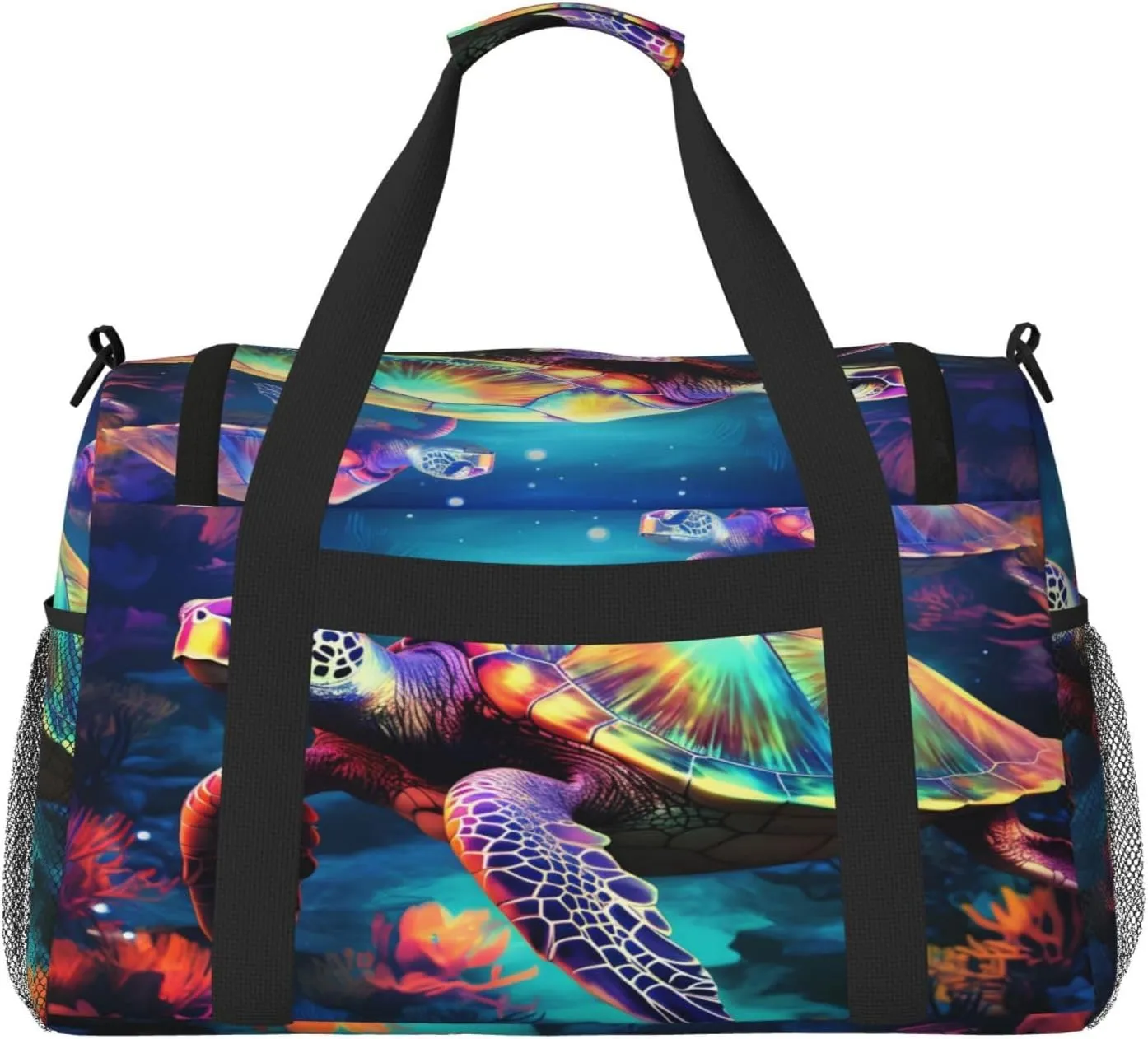 Travel Duffel Bag For Men Women, Animal Turtles Carry On Sport Gym Bag With Shoulder Strap Lightweight Waterproof Weekender Bag Overnight Bag