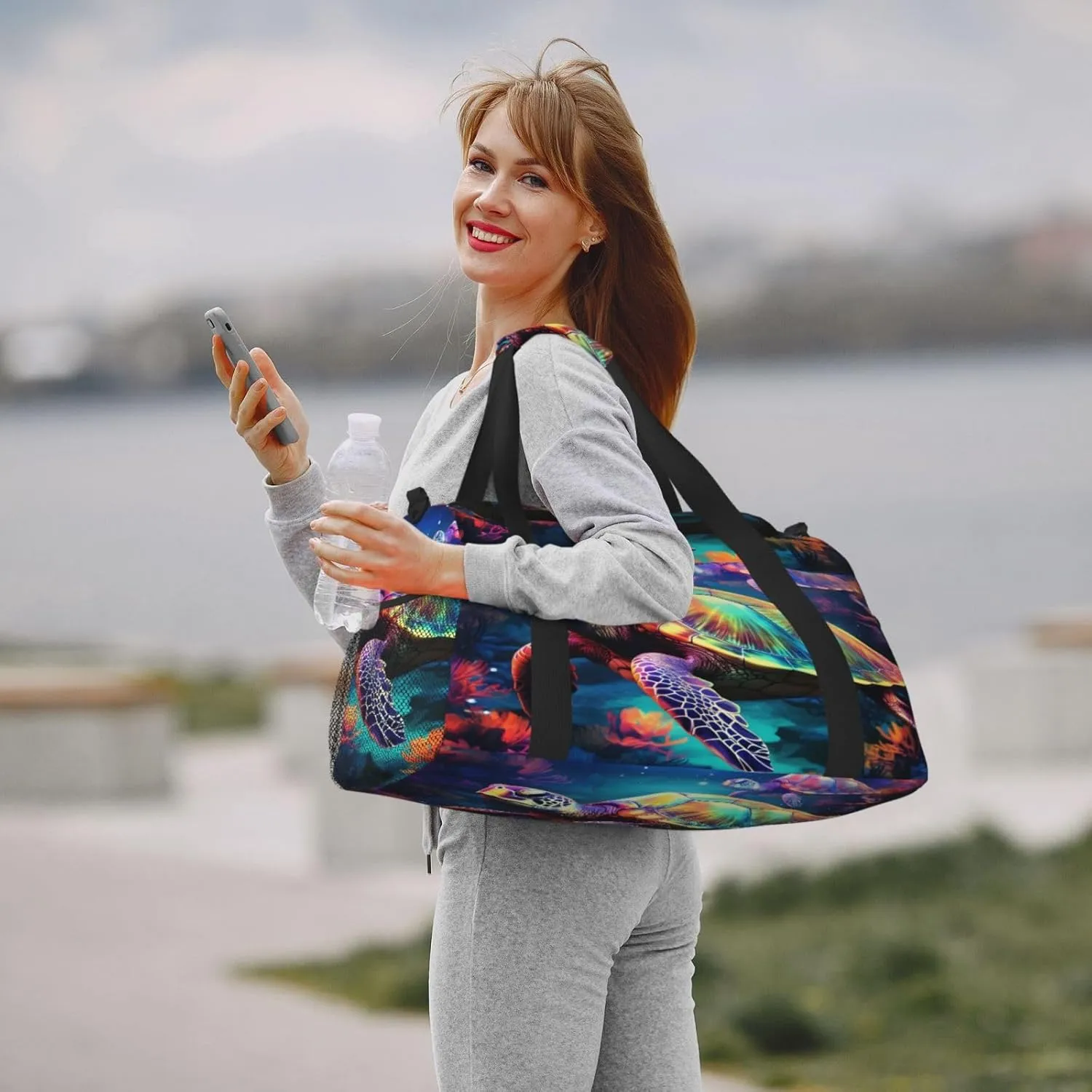 Travel Duffel Bag For Men Women, Animal Turtles Carry On Sport Gym Bag With Shoulder Strap Lightweight Waterproof Weekender Bag Overnight Bag